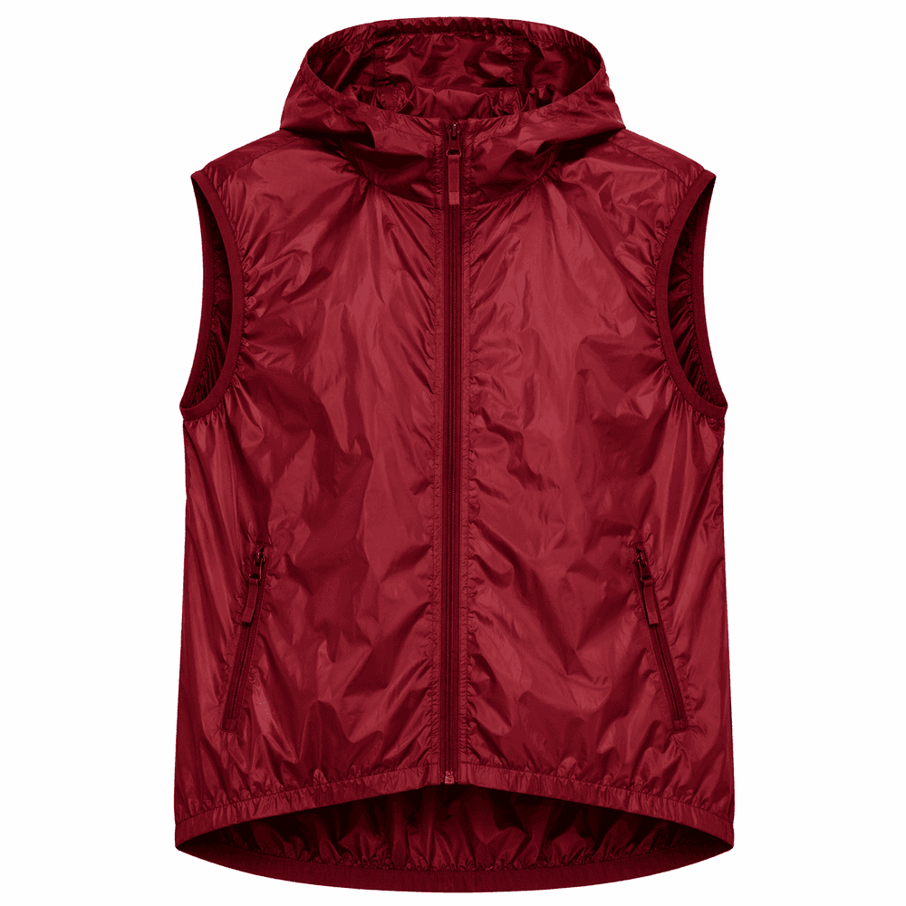 chaleco cortavientos granate personalizado con capucha