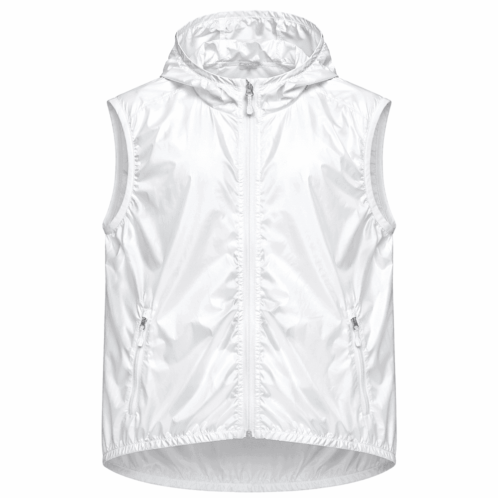 chaleco cortavientos blanco personalizado con capucha