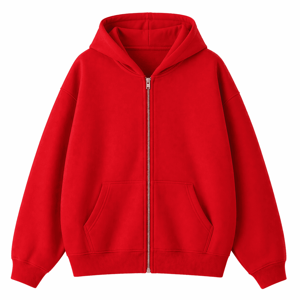 sudadera oversize con capucha color rojo