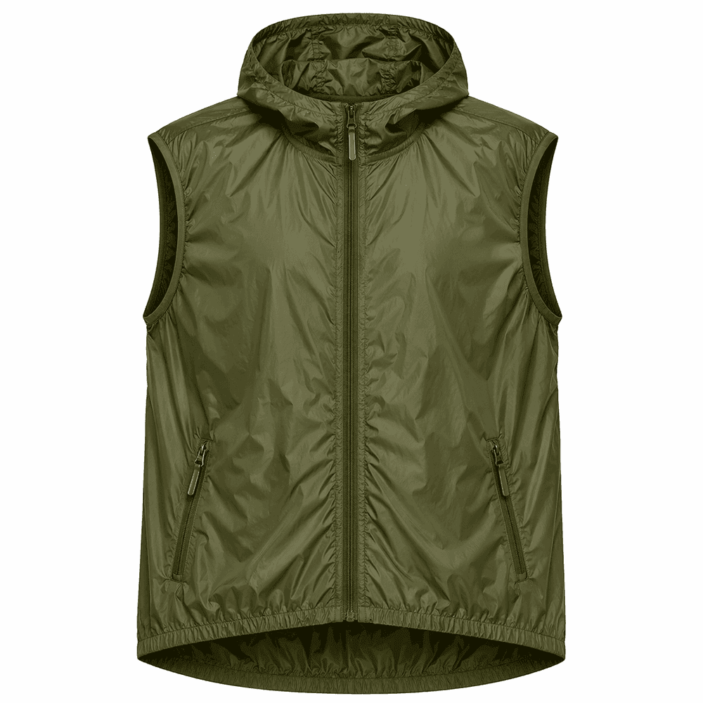 chaleco cortavientos verde oliva personalizado con capucha
