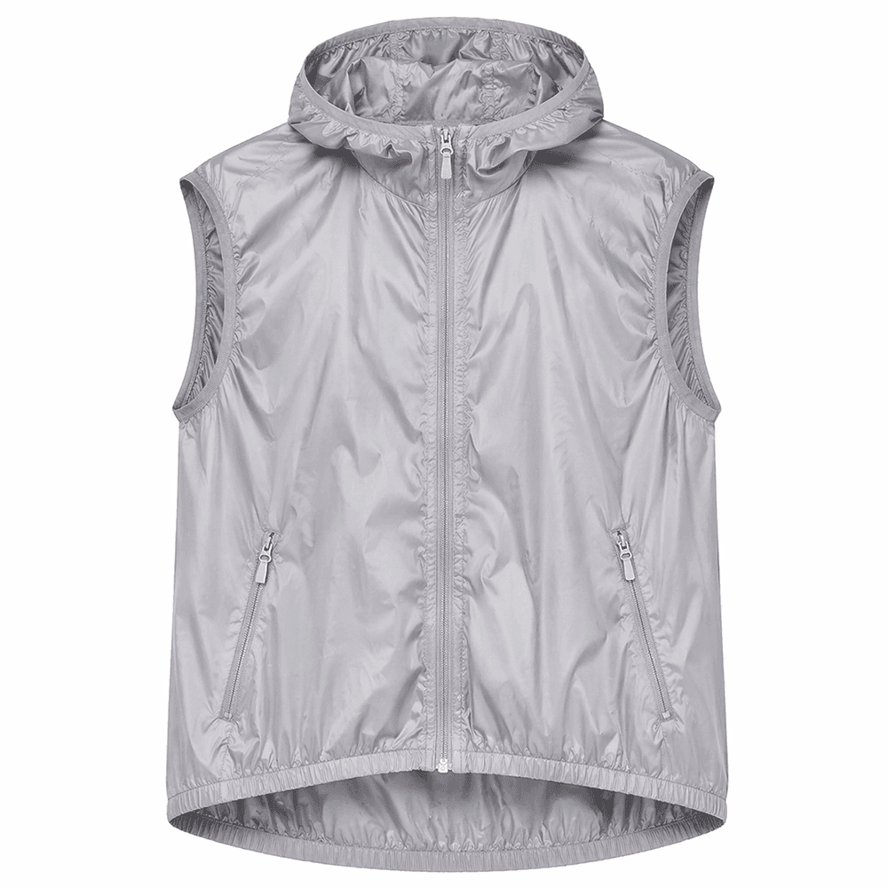 chaleco cortavientos gris personalizado con capucha