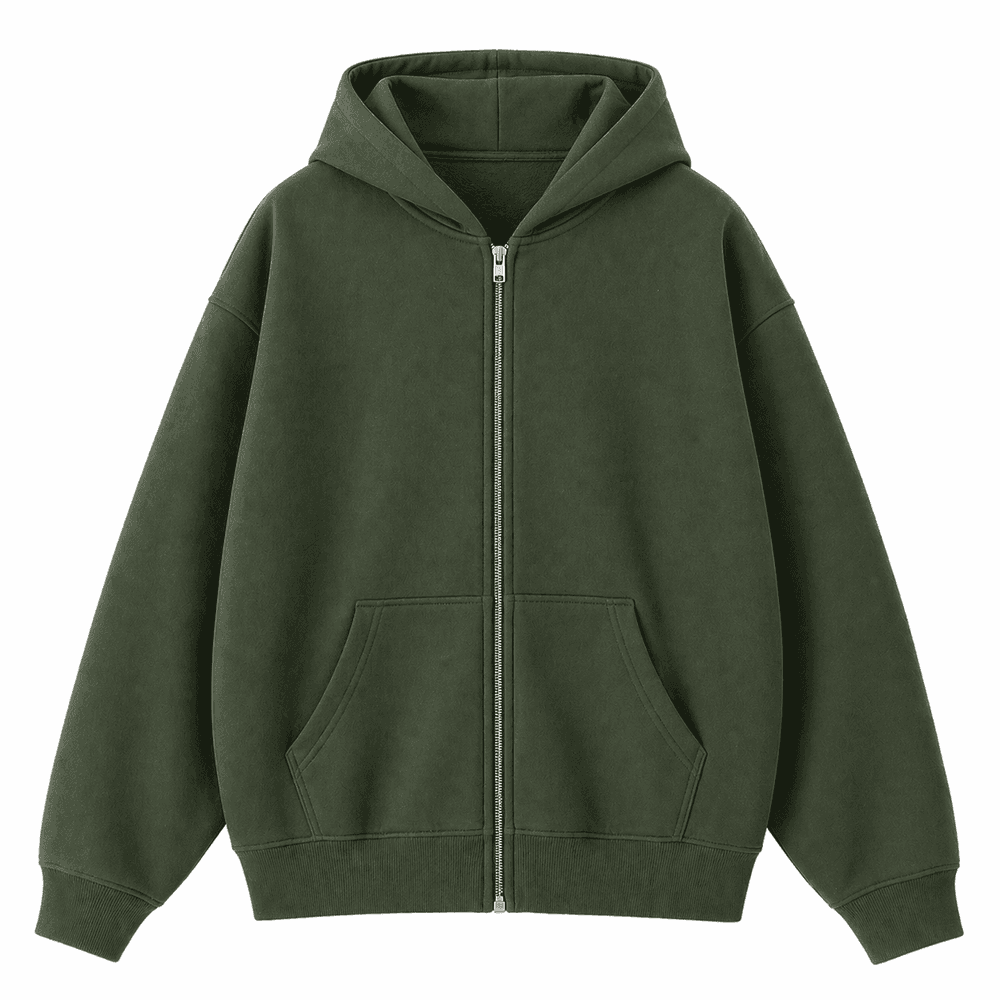 sudadera oversize con capucha verde oliva
