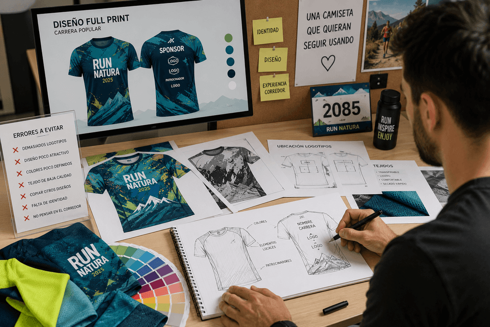 Errores al diseñar una camiseta full print para una carrera popular