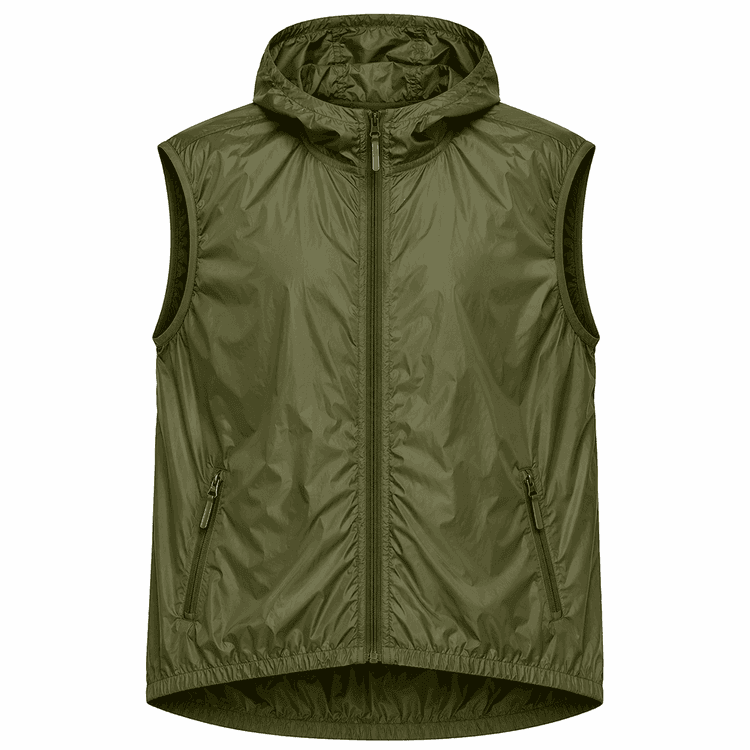 chaleco cortavientos verde oliva personalizado con capucha