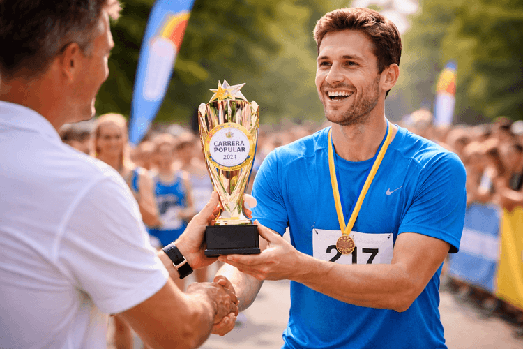 entrega de trofeo personalizado