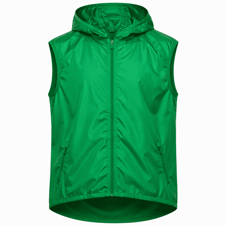 chaleco cortavientos verde personalizado con capucha