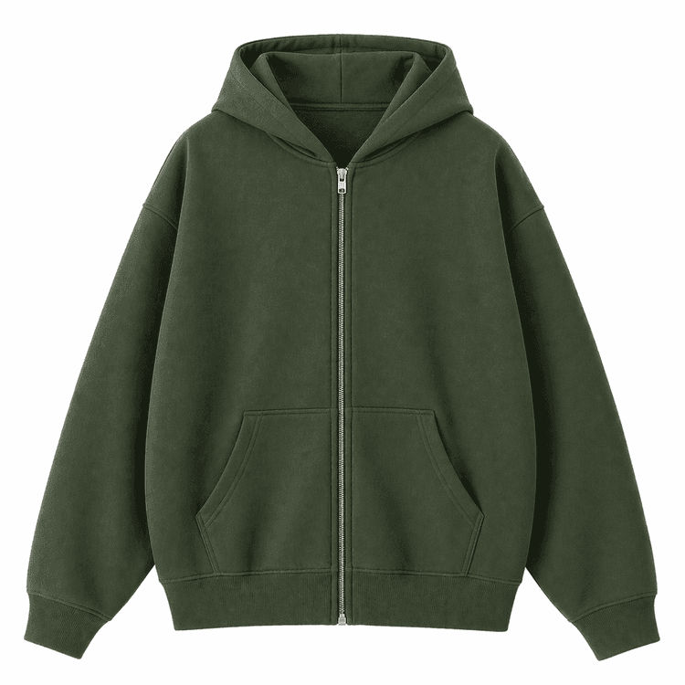 sudadera oversize con capucha verde oliva