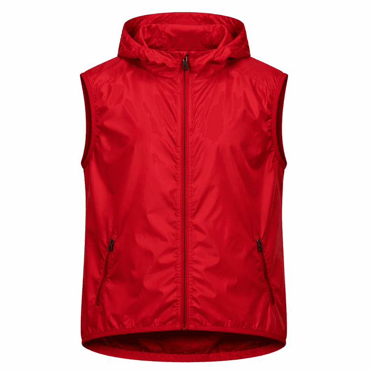chaleco cortavientos rojo personalizado con capucha