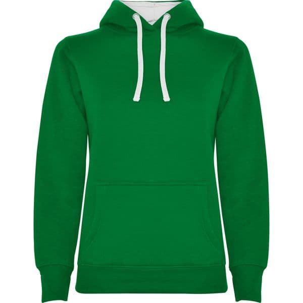 sudadera con capucha modelo woman verde y blanco