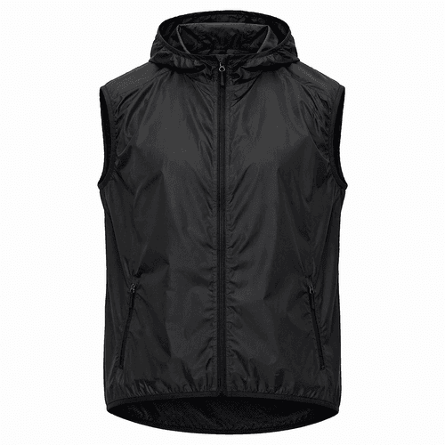 chaleco cortavientos negro personalizado con capucha