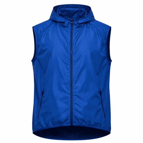 chaleco cortavientos azul personalizado con capucha