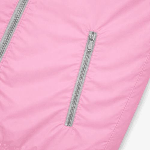 detalle bolsillo cortavientos rosa personalizado