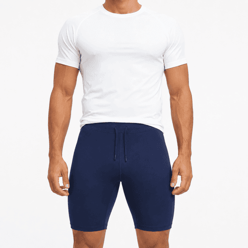 modelo con mallas cortas de hombre 