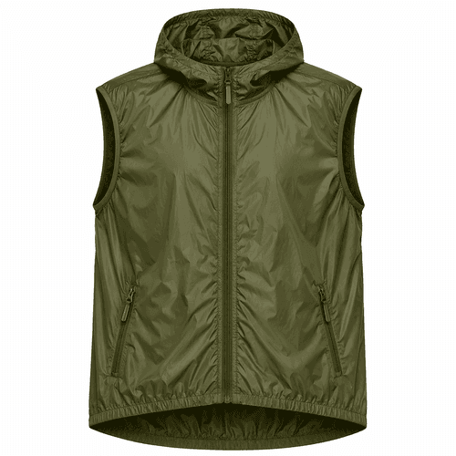 chaleco cortavientos verde oliva personalizado con capucha