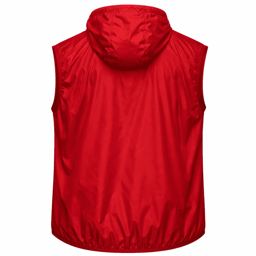 chaleco cortavientos rojo atras