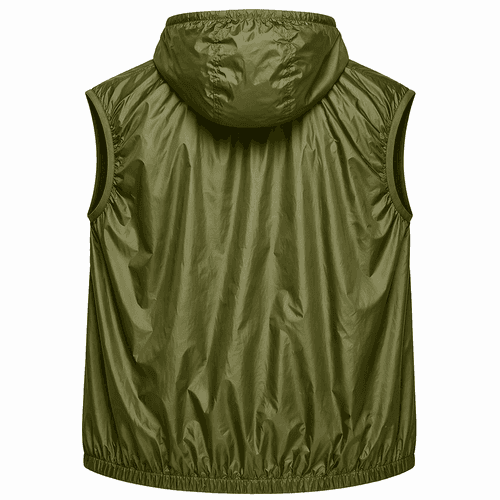 chaleco cortavientos verde oliva atras
