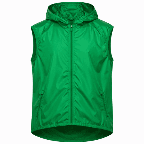 chaleco cortavientos verde personalizado con capucha