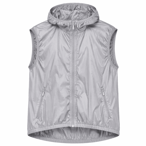 chaleco cortavientos gris personalizado con capucha