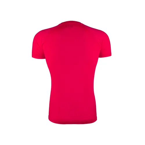 camiseta tecnica modelo start rosa detras