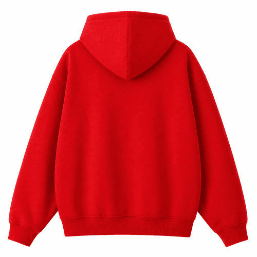 sudadera oversize capucha roja atras