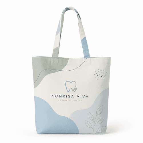 tota bag con diseño full print de clinica dental