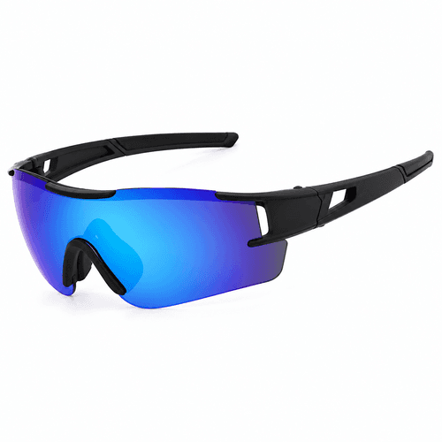 gafas de running montura negra y cristal azul