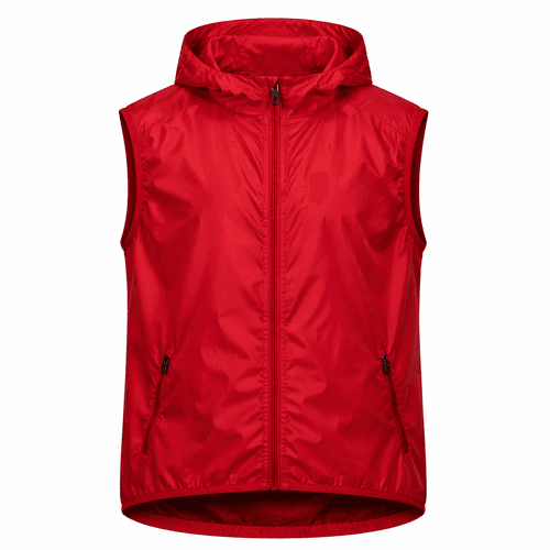 chaleco cortavientos rojo personalizado con capucha