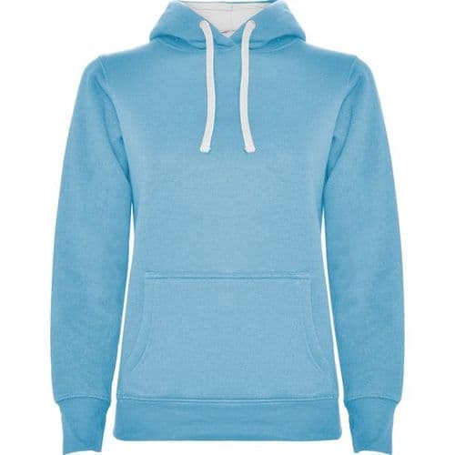 sudadera con capucha modelo woman azul y blanco