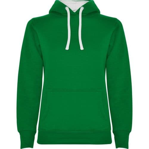 sudadera con capucha modelo woman verde y blanco