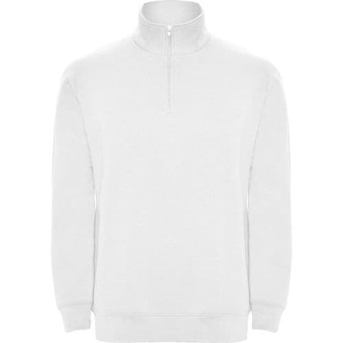 sudadera con media cremallera blanca