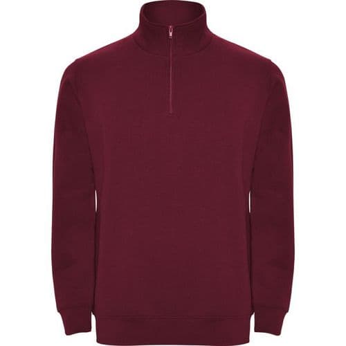 sudadera con media cremallera granate