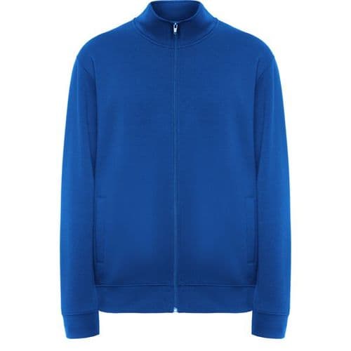 sudadera con cremallera y cuello alto azul