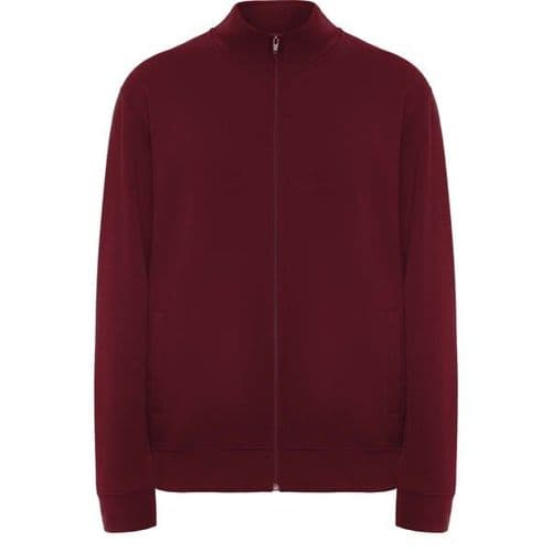 sudadera con cremallera y cuello alto granate