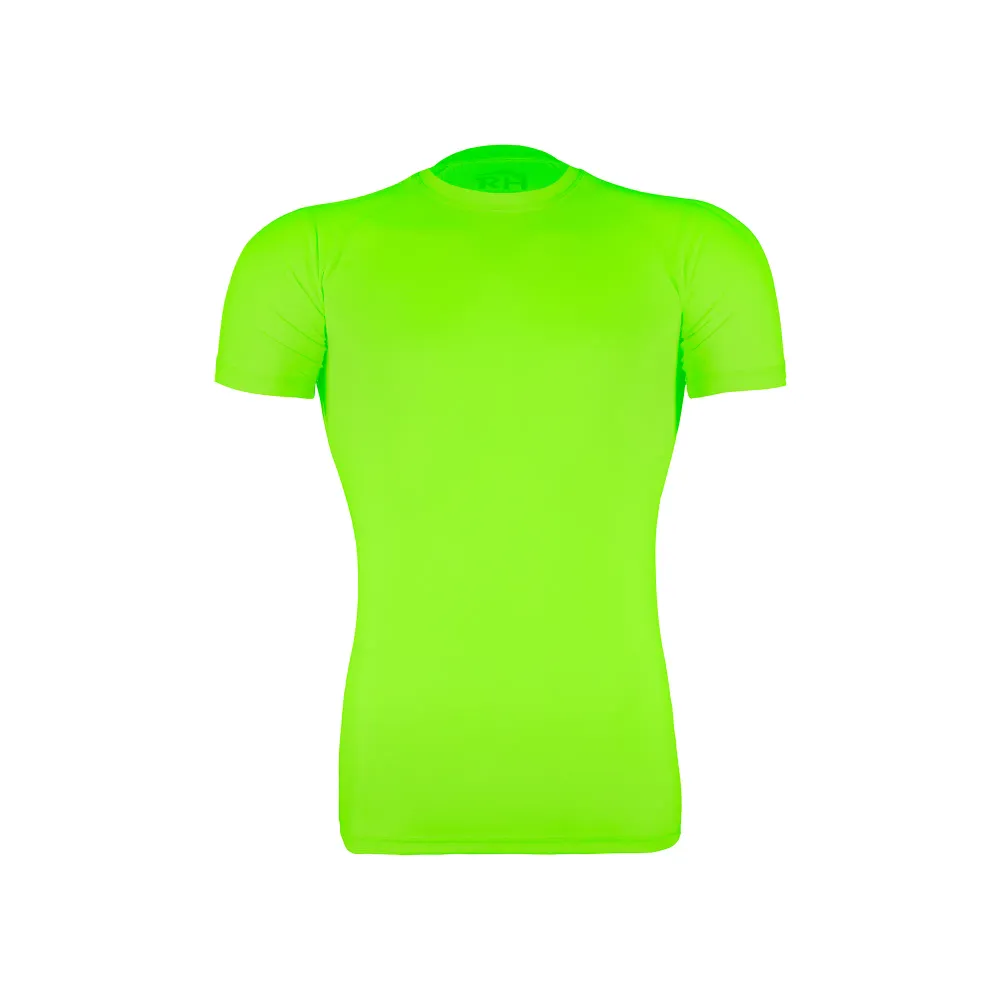 camiseta tecnica start verde fluor delante